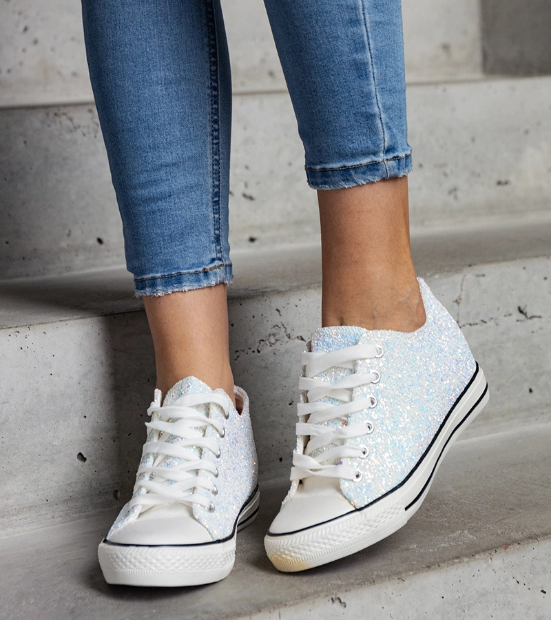 Zielone błyszczące wysokie trampki Jadwa