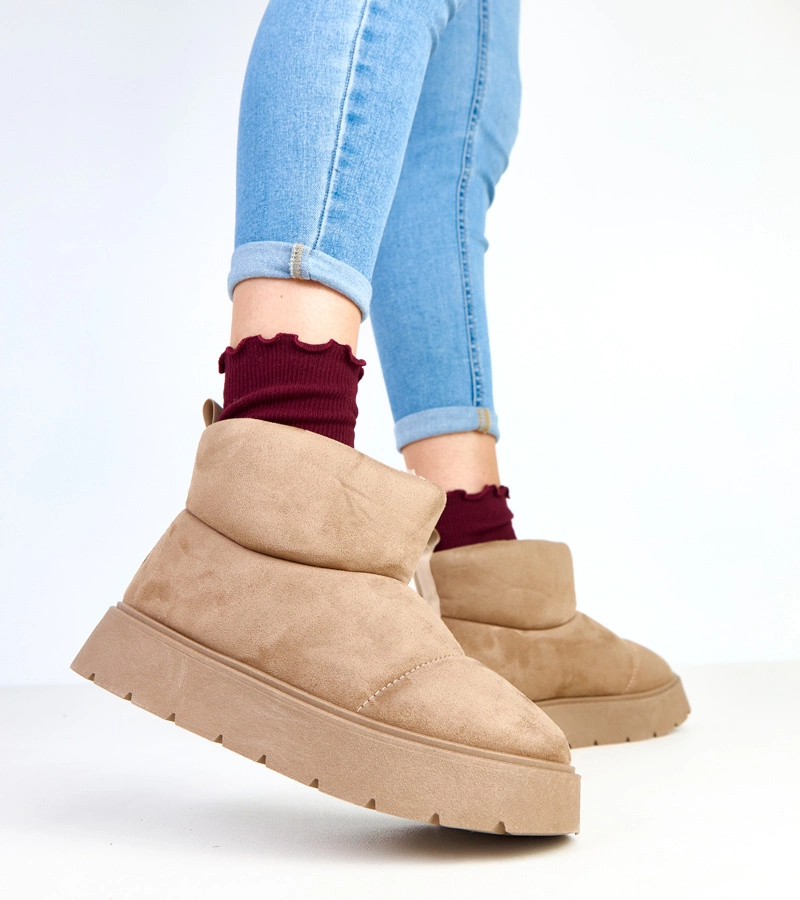 Ciemnobeżowe ocieplane śniegowce na platformie Ribeiro