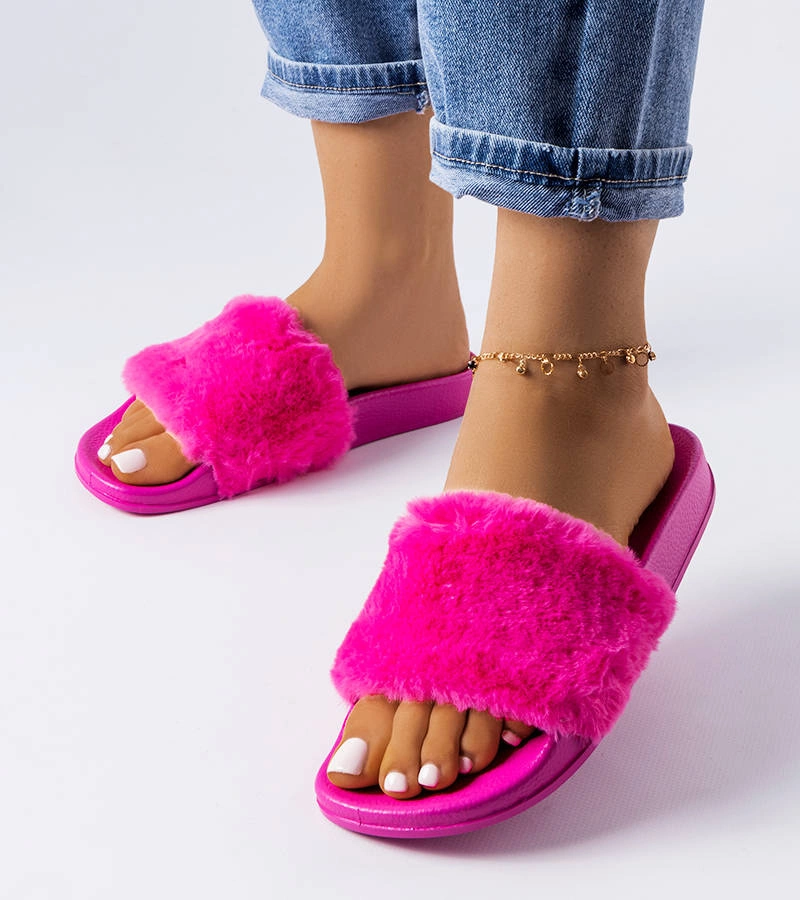 Różowe klapki z futerkiem Raffaele