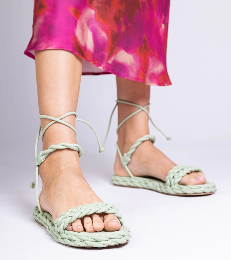 Zielone sandały damskie plecione Tarina