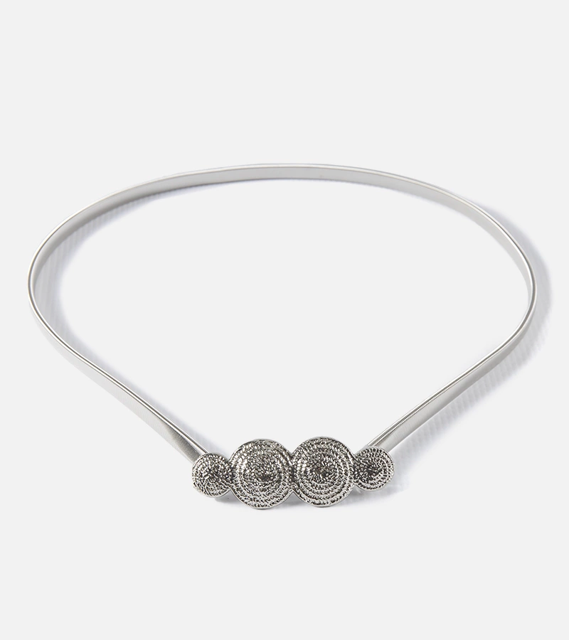 Srebrny pasek zdobiony klamerką Silvio