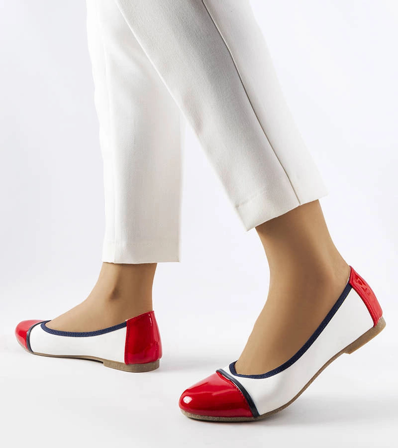 Biało-czerwone balerinki Salmons