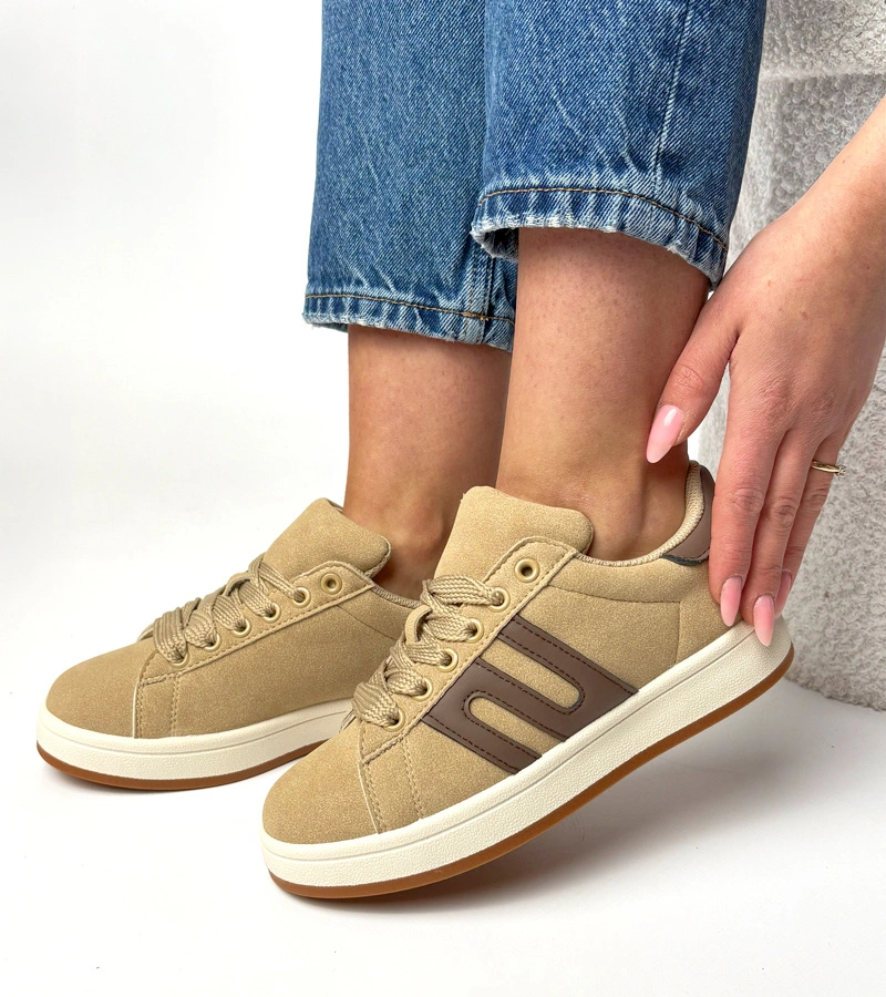 Ciemnobeżowe sneakersy casualowe Delphine