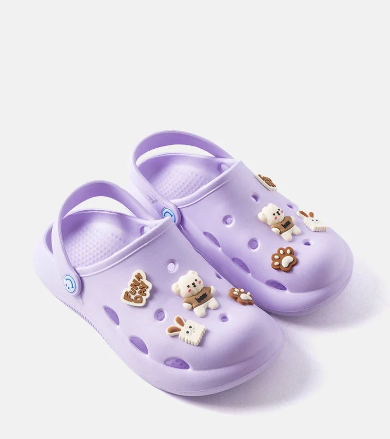 Fioletowe klapki z zakrytym noskiem Daviau