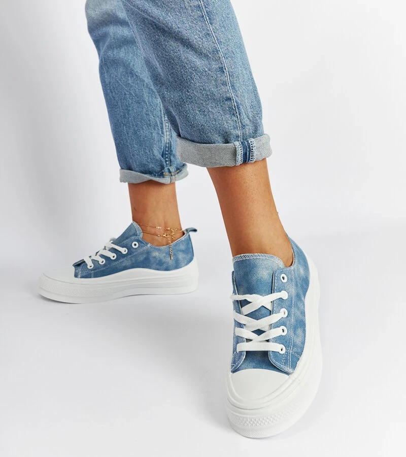 Niebieskie trampki na platformie Blais