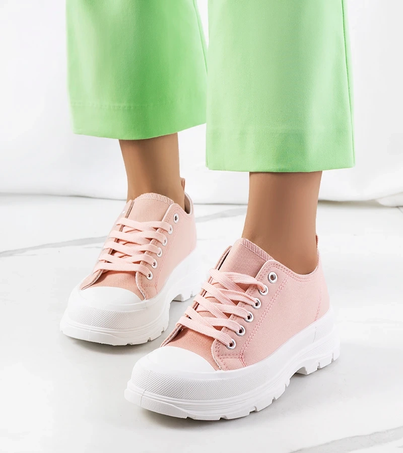 Różowe trampki na grubej podeszwie Melik