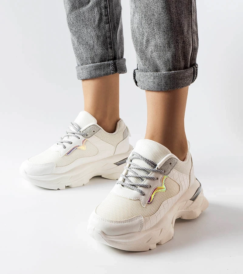 Białe sneakersy zdobione brokatem Beatrice