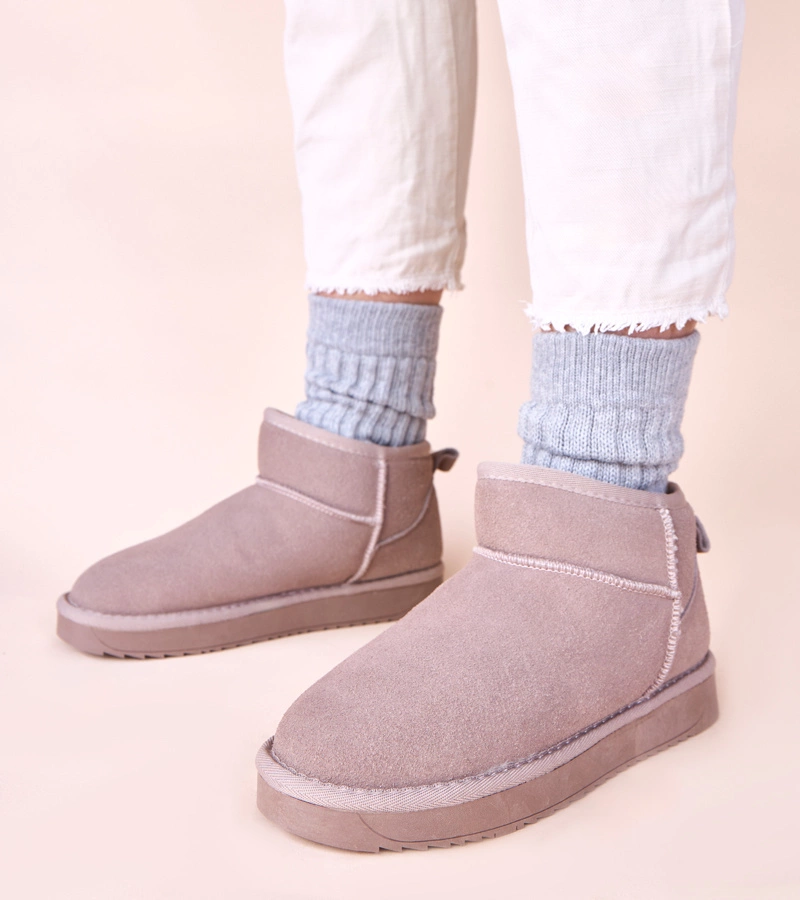 Szare śniegowce z naturalnego zamszu Besia