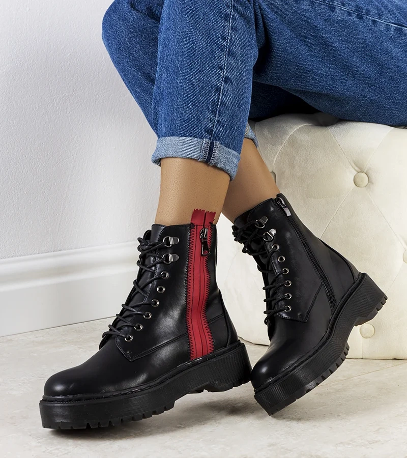 Czarne traperki damskie Gairbe