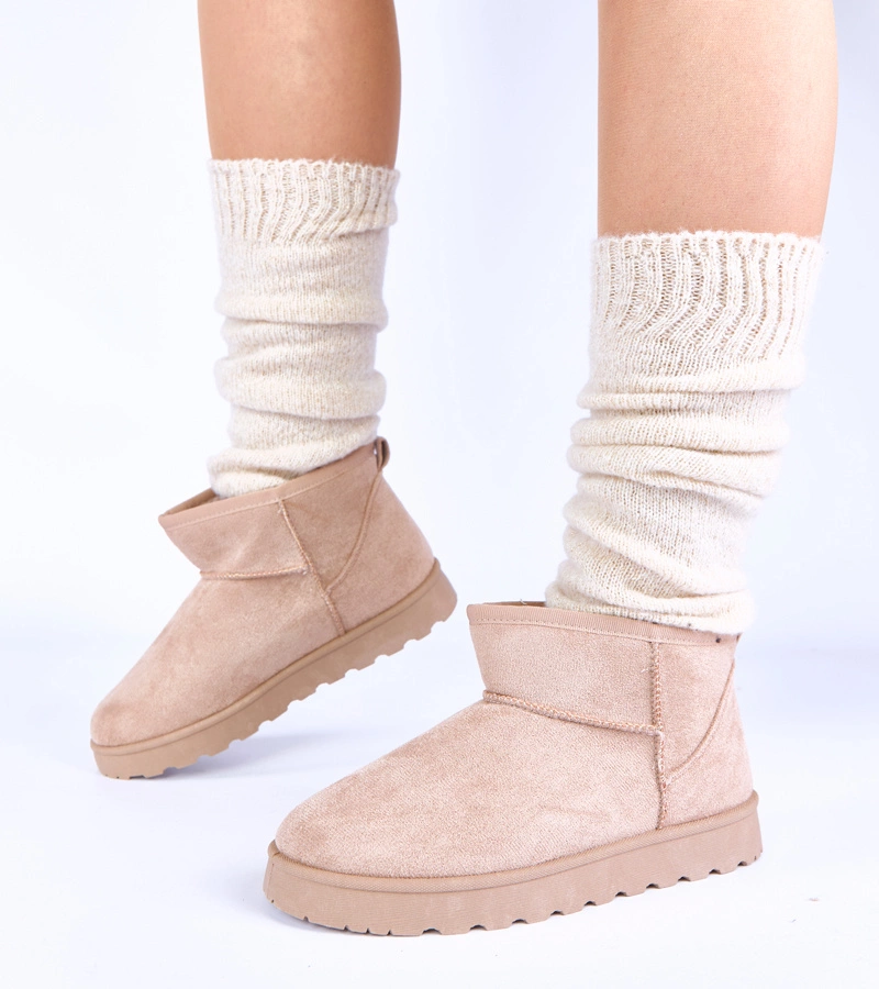 Beżowe śniegowce ocieplane futerkiem Roelle