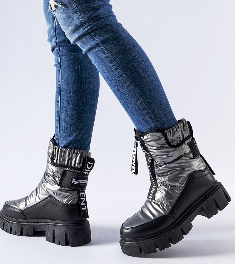 Grafitowo-czarne ocieplane śniegowce Moorhead