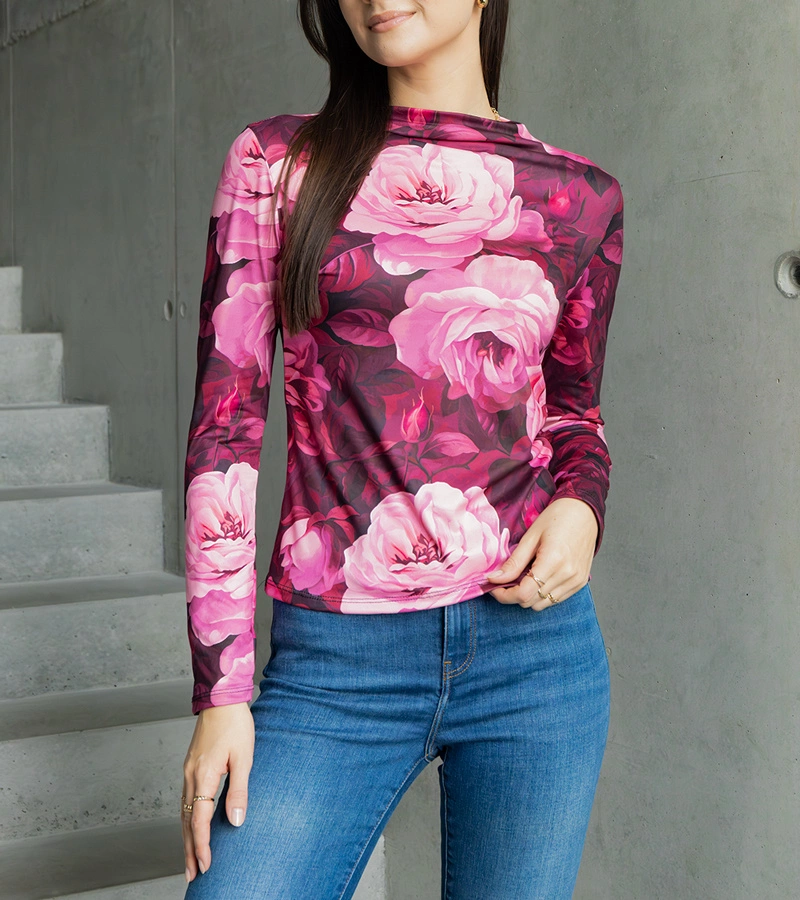 Różowa bluzka zdobiona printem Amaya