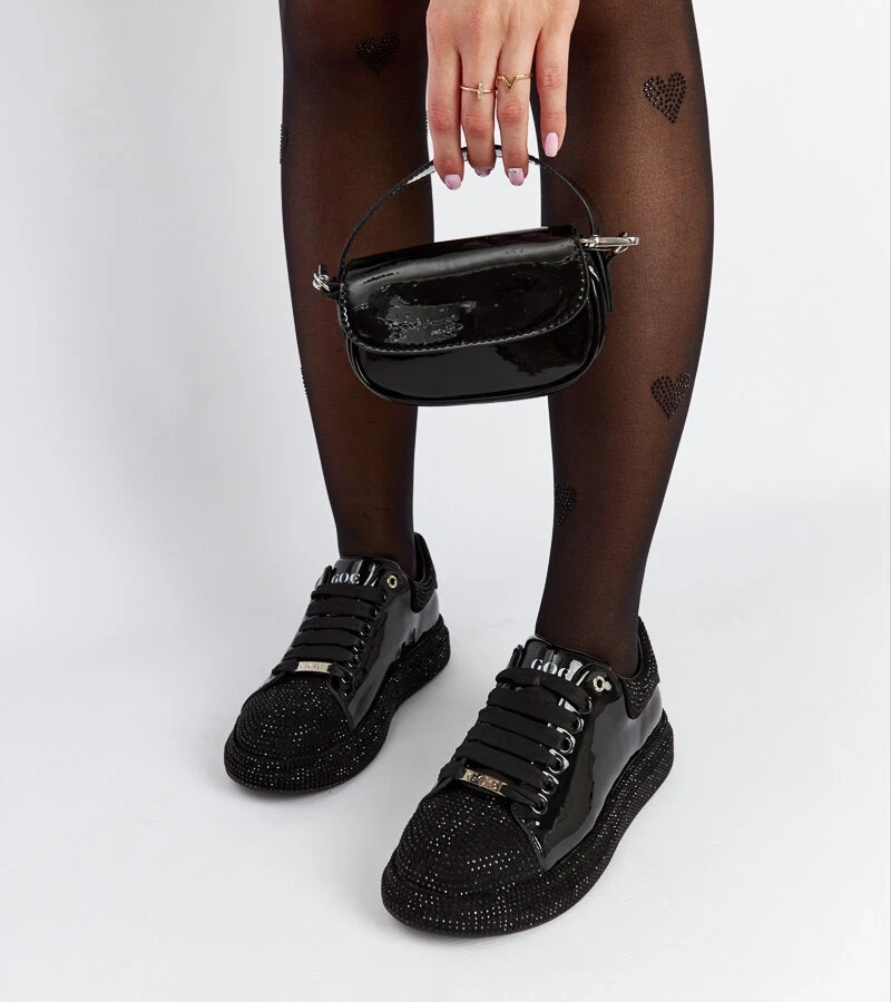 Czarne sneakersy z cyrkoniami GOE NN2N4010