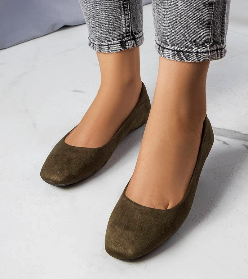 Zielone baleriny z eko-zamszu Jules