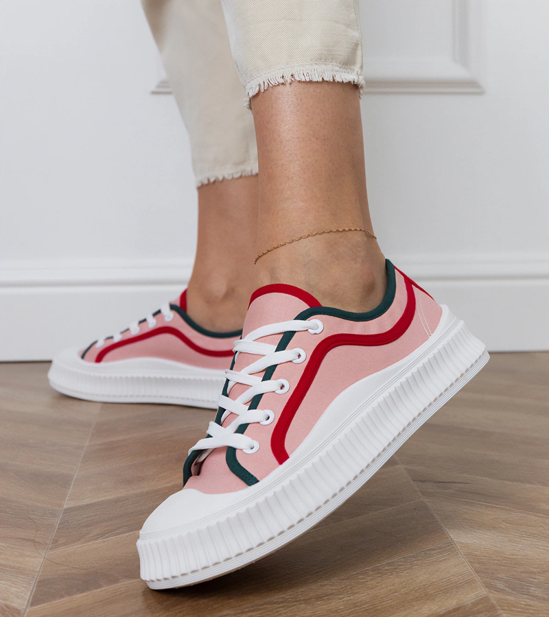 Różowe trampki damskie na platformie Salis