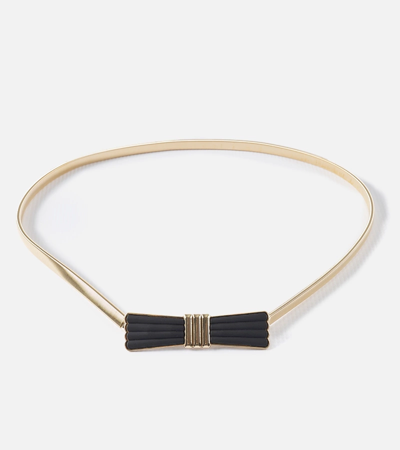 Złoty elastyczny pasek z kokardką Cadignano