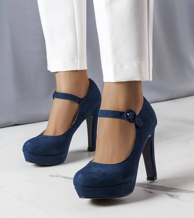 Granatowe czółenka na słupku Lynda