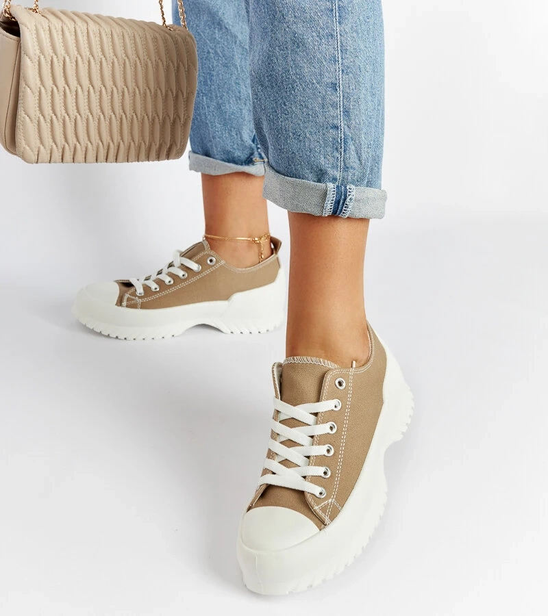 Beżowe trampki na platformie Monteleone