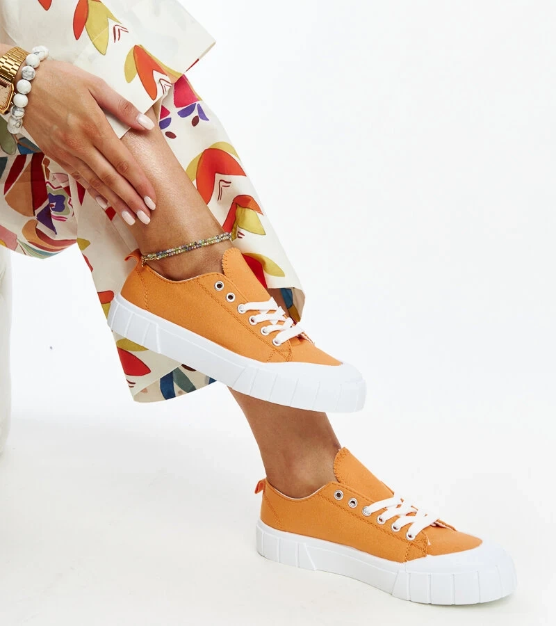 Pomarańczowe materiałowe trampki Eduarda