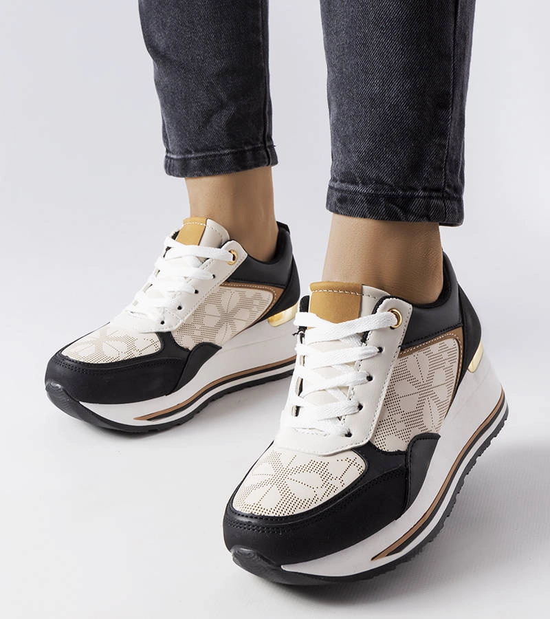 Czarne sneakersy na koturnie Pouliotte