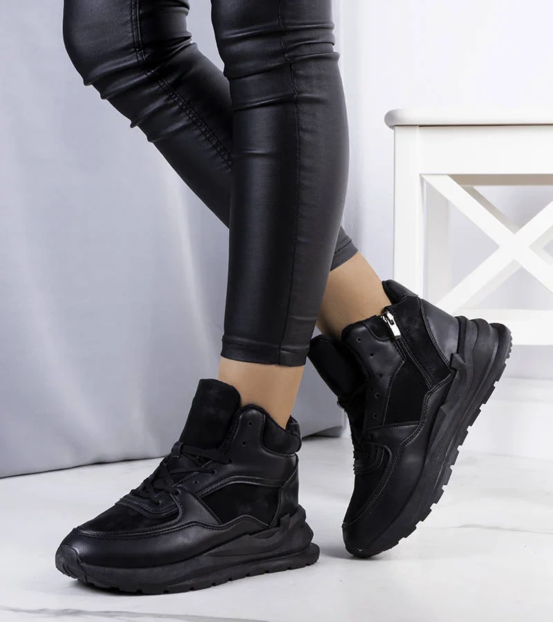 Czarne ocieplane sneakersy Malvern