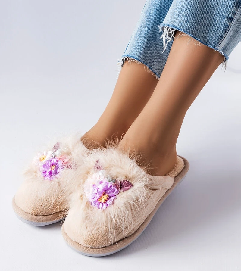 Beżowe damskie kapcie Moly