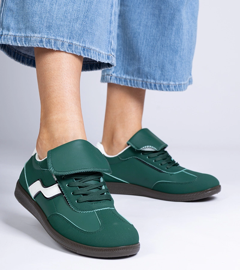 Zielone niskie sneakersy sznurowane Edelmira