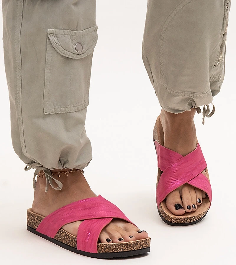 Kapki na korkowej podeszwie z połyskiem Ribera