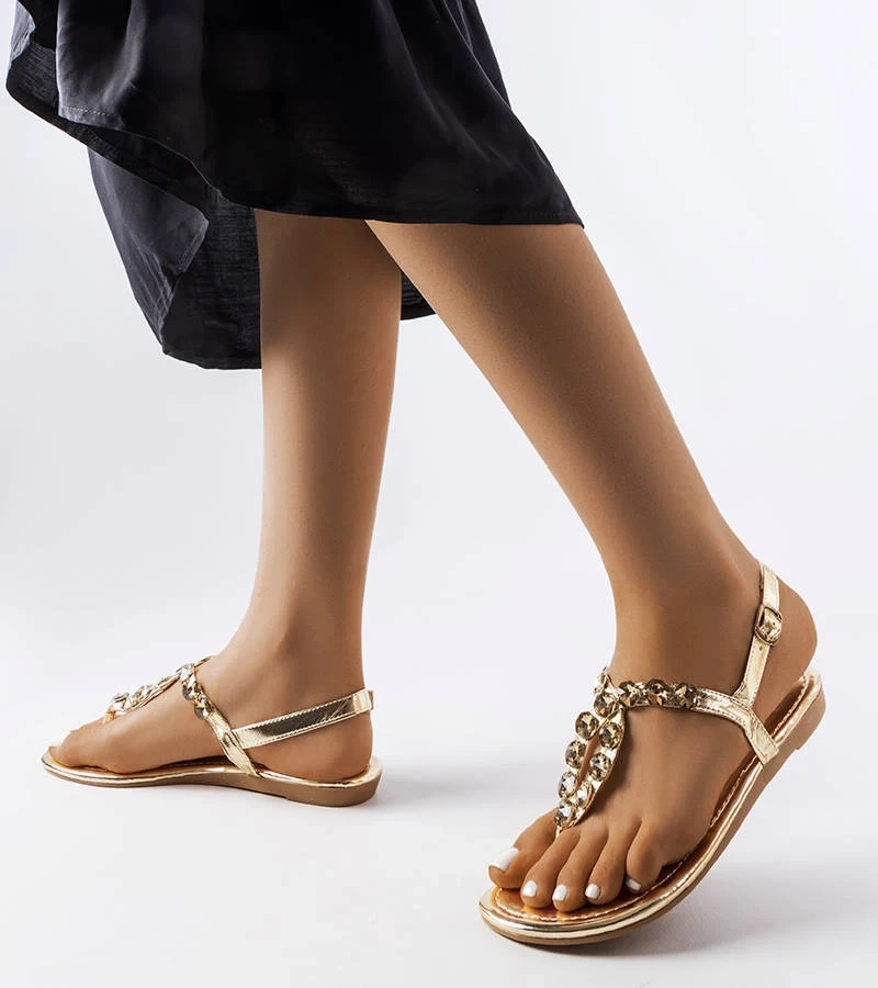 Złote sandałki z cyrkoniami Larocque