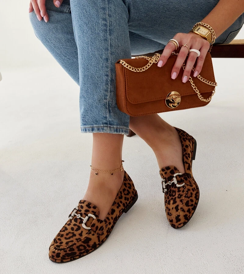 Panterkowe mokasyny z cyrkoniami Marija