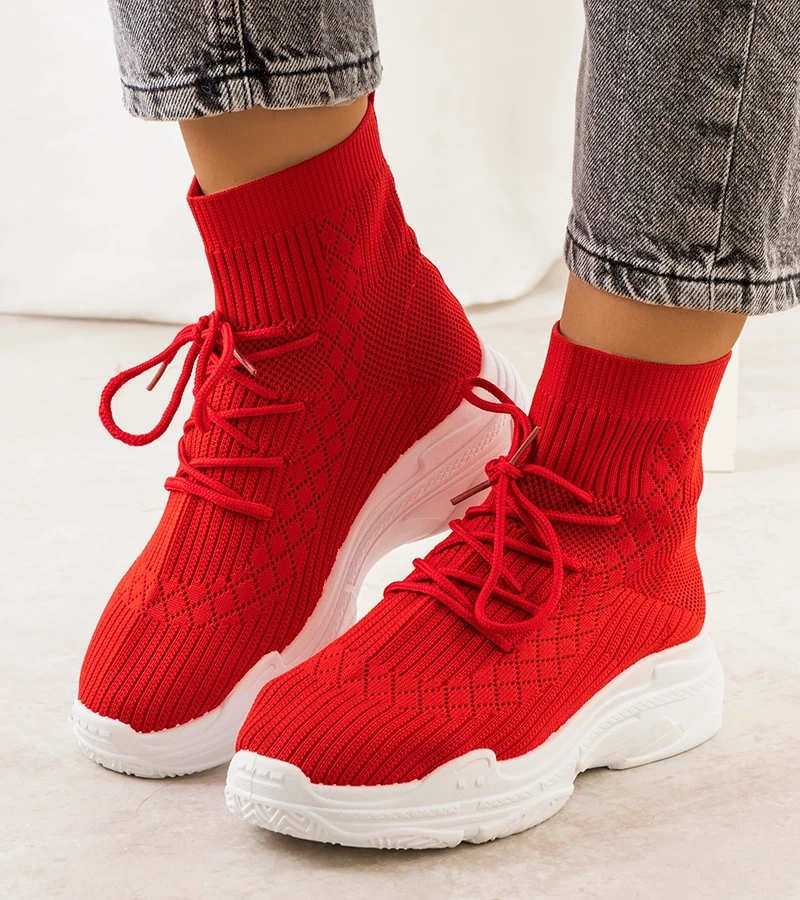 Czerwone sneakersy skarpetkowe Dowden