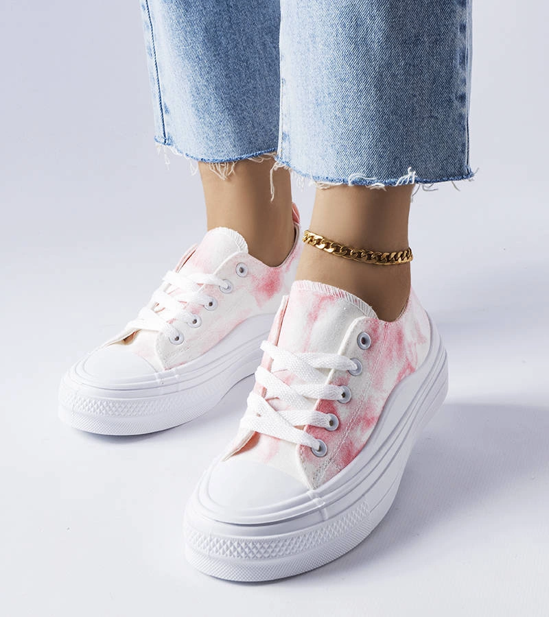 Biało-różowe trampki na platformie Rocheleau