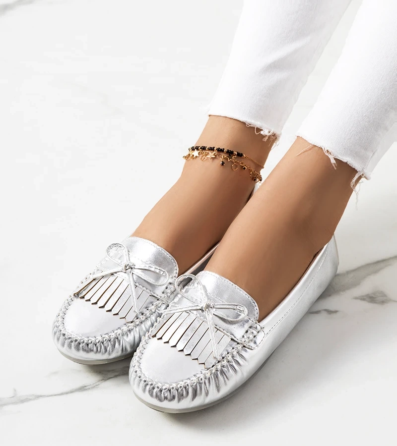 Srebrne mokasyny Joanae