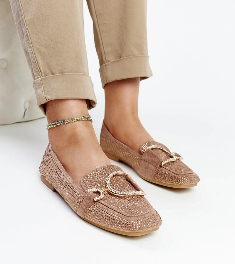 Brązowe błyszczące mokasyny Mebrat