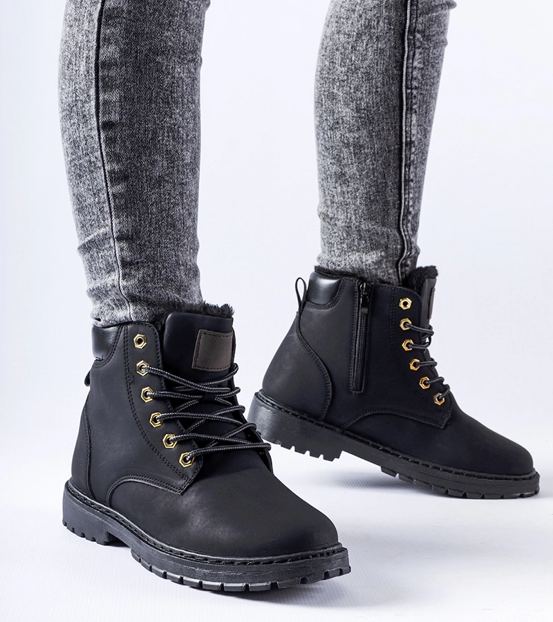 Czarne ocieplane klasyczne workery Leonardo