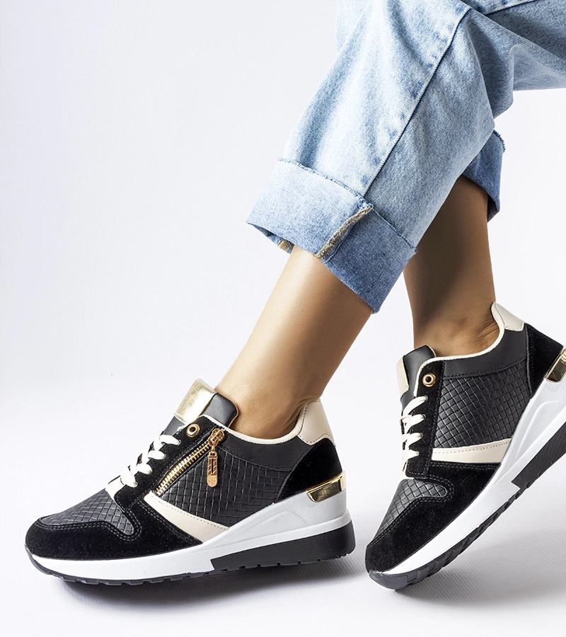 Czarne sneakersy na koturnie Ashland