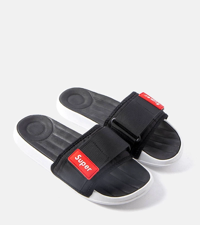 Czarne męskie klapki regulowane na rzep Alley