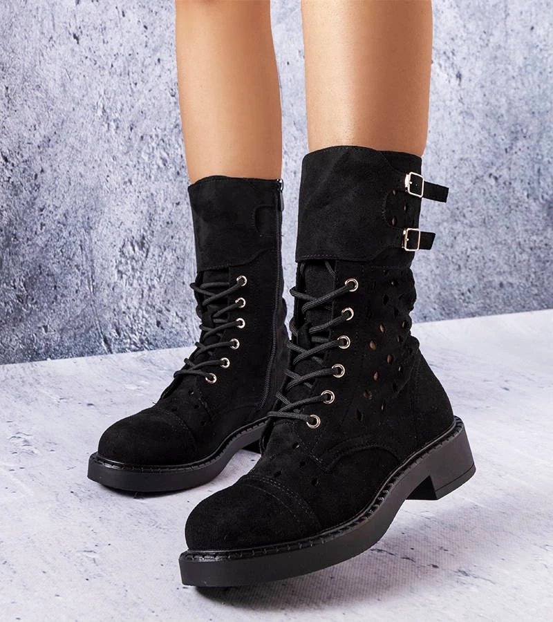 Czarne ażurowe botki Legault