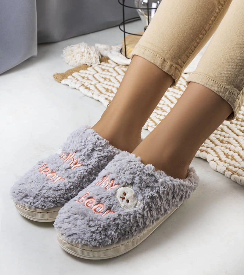 Szare miękkie kapcie Why Bear