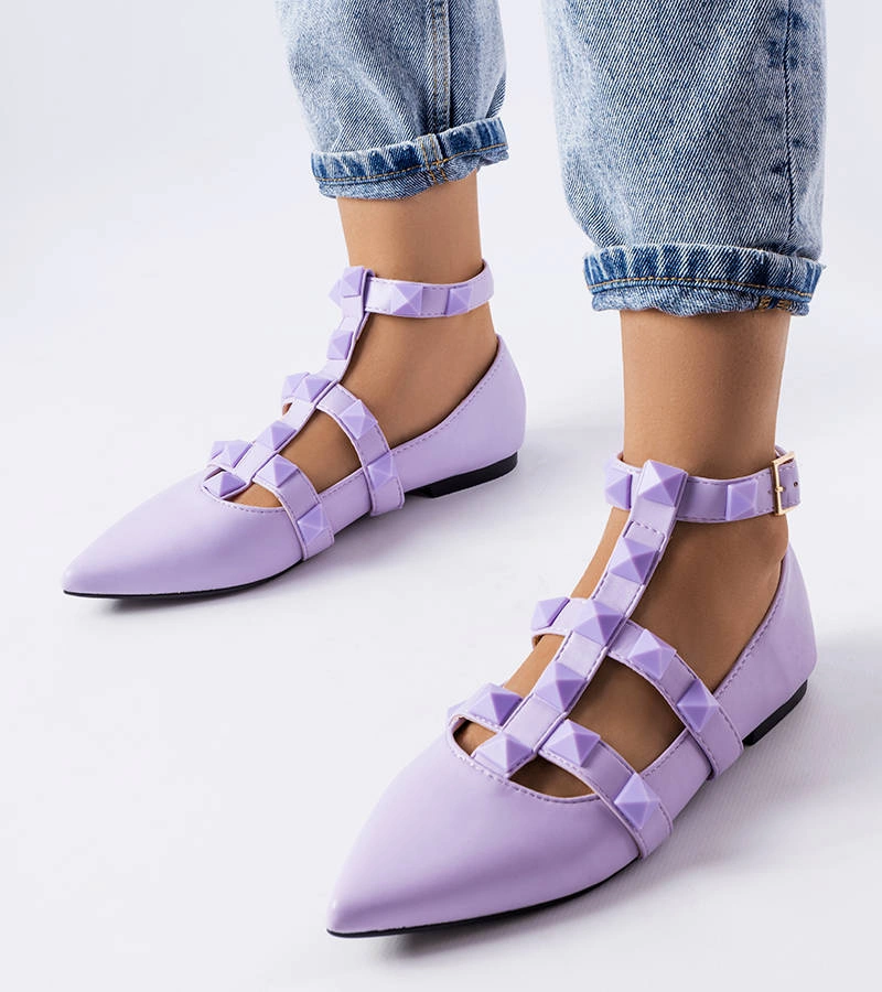 Fioletowe balerinki z efektownym zapięciem Blur