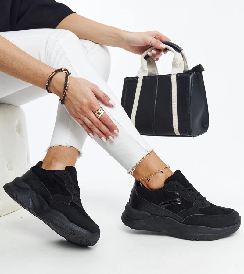Czarne sneakersy na platformie Nereida