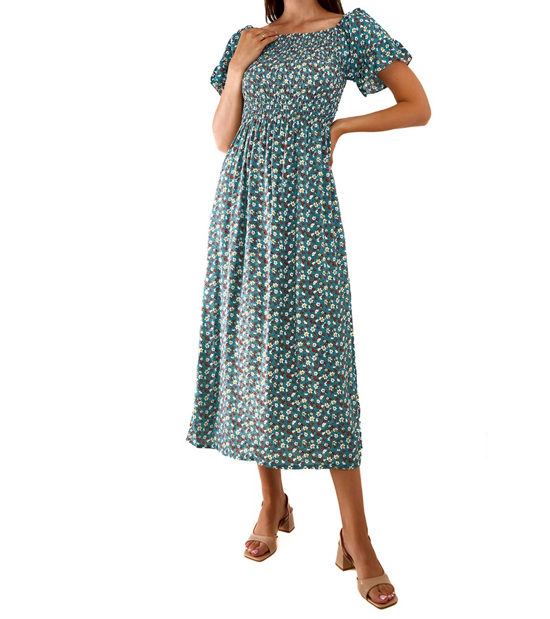 Niebieskie sukienka maxi w kwiatki Marcello