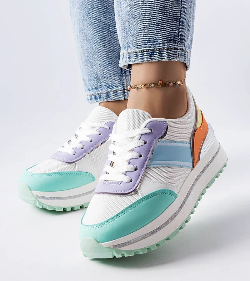 Zielone sneakersy z brokatowymi wstawlami Lang