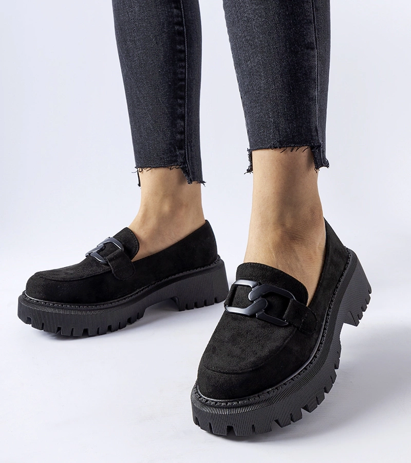 Czarne mokasyny z eko-zamszu Worth