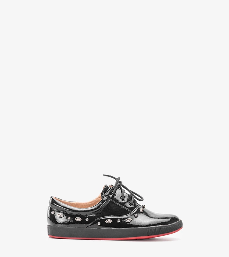 Czarne lakierowane tenisówki dziecięce Fatna