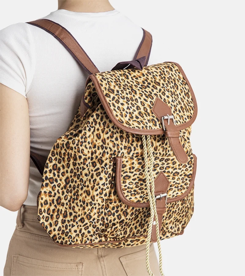 Beżowy plecak w panterkę Leonaa