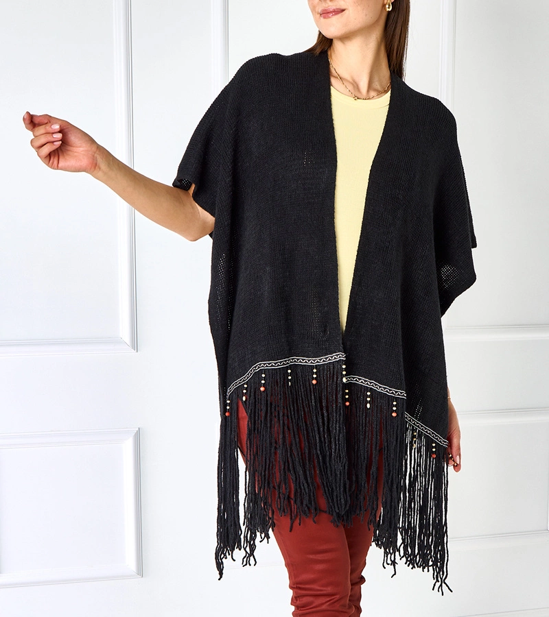 Czarna narzutka z koralikami Raylan