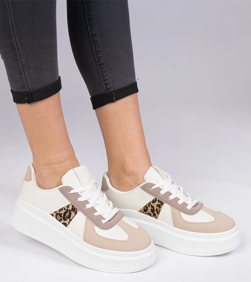 Brązowe sneakersy trampki na platformie Mishel