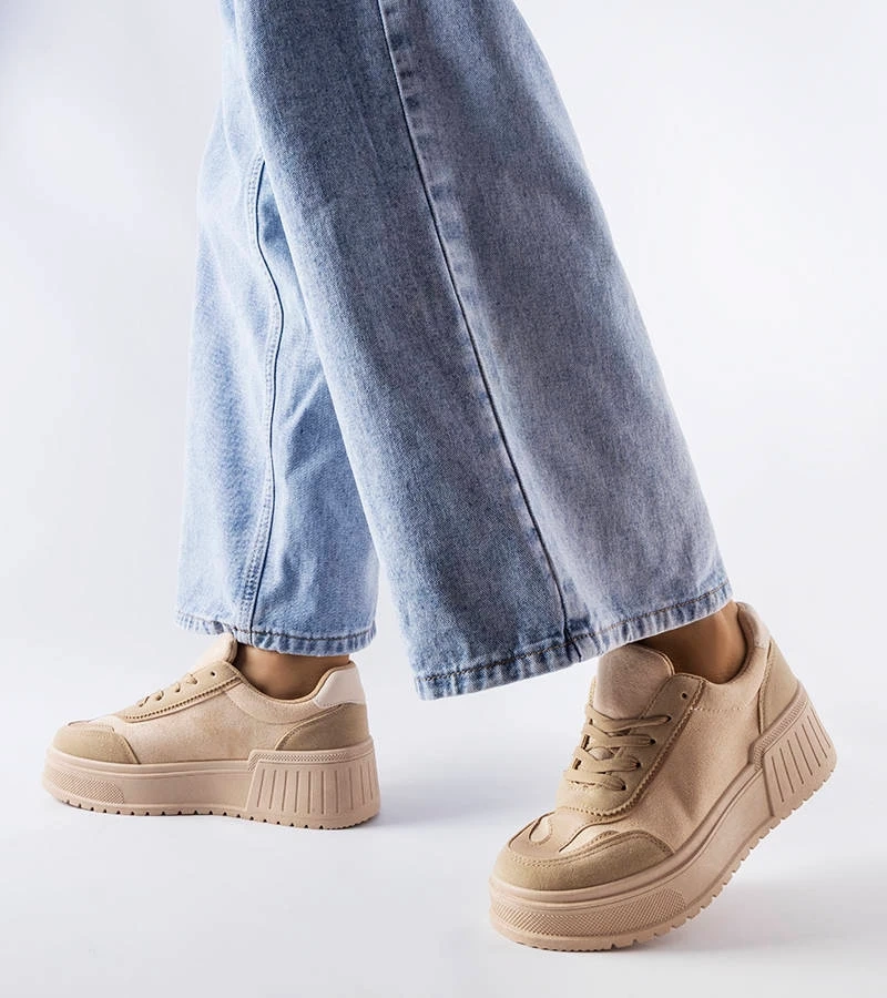 Beżowe sneakersy na platformie Fabienne