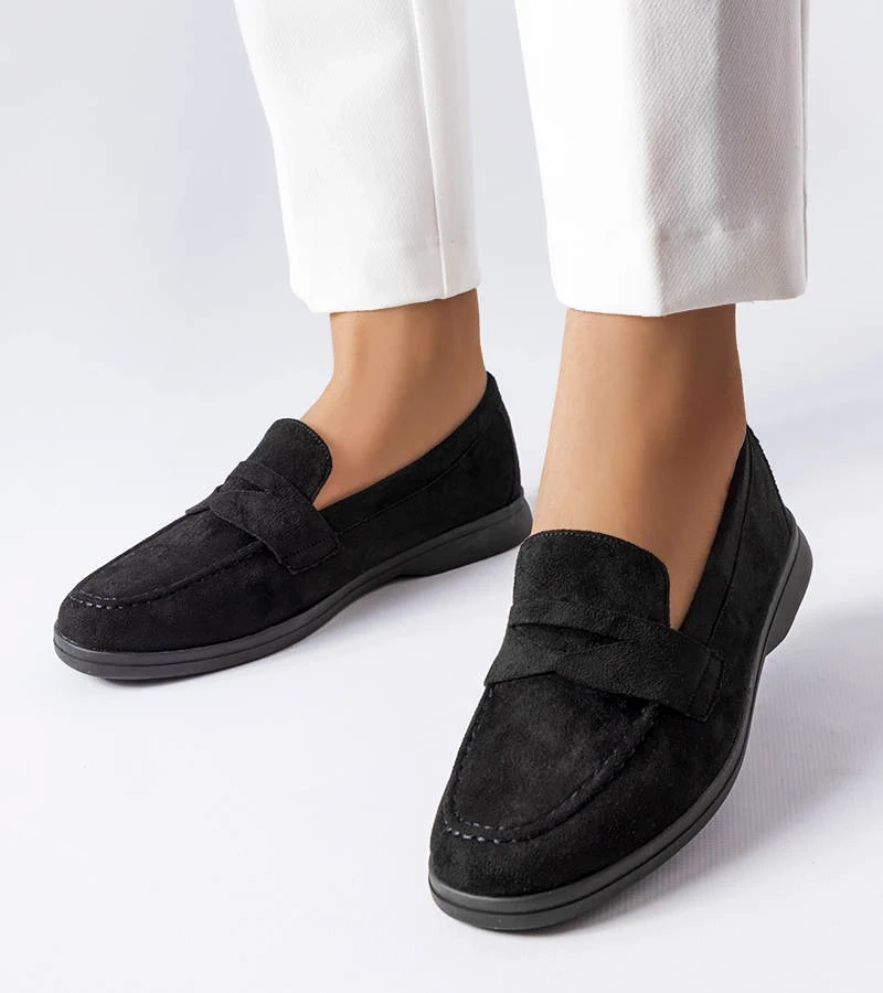 Czarne mokasyny z eko-zamszu Ferragus